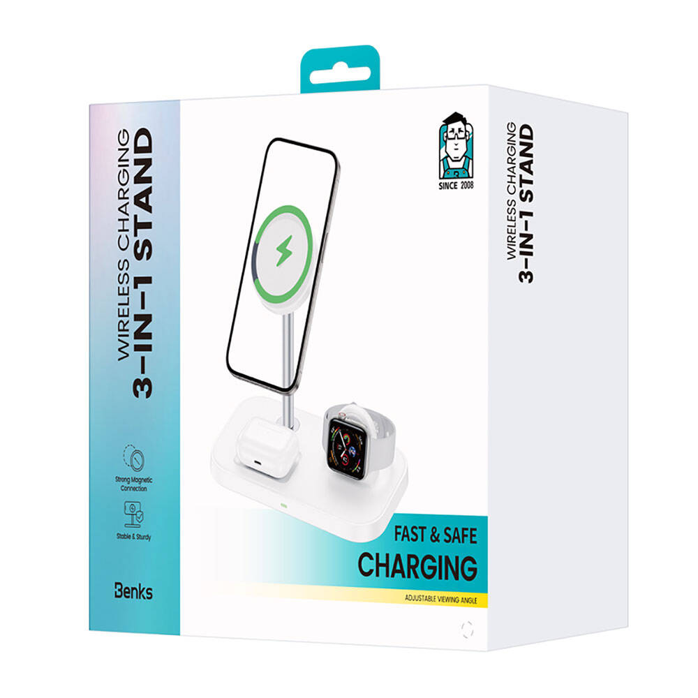 Benks W16 3in1 Telefon&Akıllı Saat&Kulaklık Kablosuz Şarj Standı - 17 Benks W16 3in1 Telefon&Akıllı Saat&Kulaklık Kablosuz Şarj Standı - 17